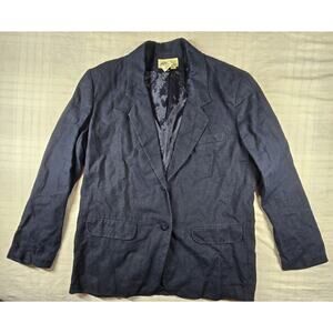 Vintage Eddie Bauer Womens 100% Linen Blazer Two Buttons Boxy Oversized L